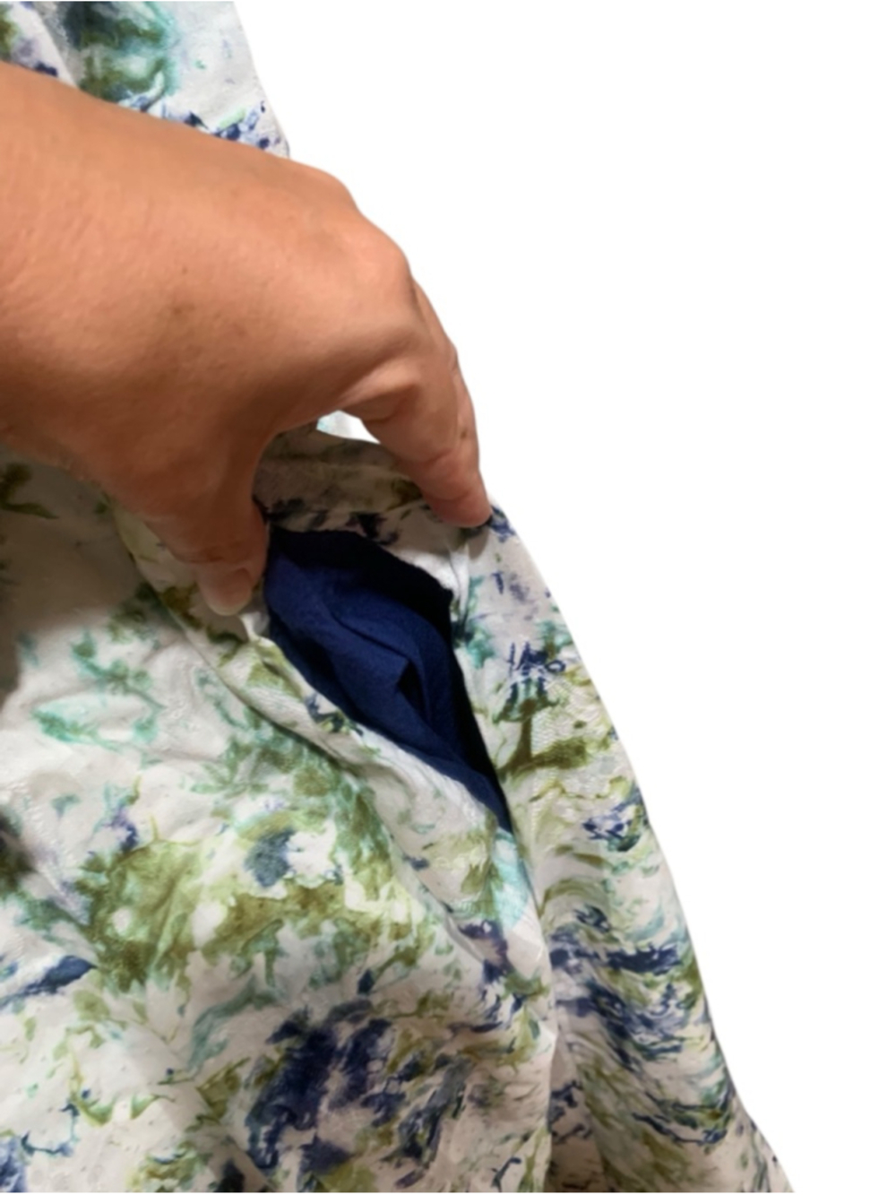 Vntg 70’s handmade tie dye elbow sleeve house dress w/huge sweep sz L - Picture 8 of 8